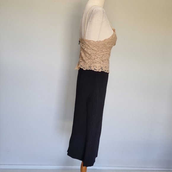 Witchery Black & Beige Lace Contrast Bodycon Dress Size 14 - Picture 4 of 8